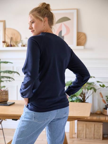 Fleece Sweatshirt, Maternity & Nursing Special navy blue - vertbaudet enfant 