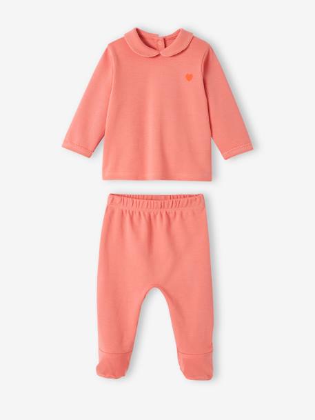 Lot de 2 pyjamas coeur  fluo bébé en interlock écru - vertbaudet enfant 