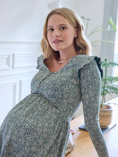 Robe courte en maille grossesse et allaitement NOIR FONCE UNI+ROUGE MOYEN UNI+vert sapin - vertbaudet enfant 