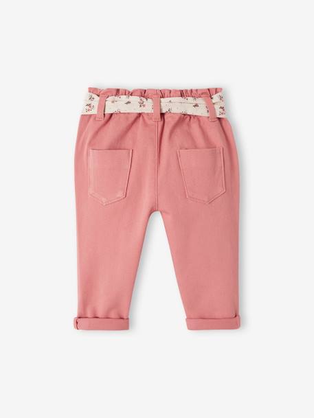 Trousers with Fabric Belt for Babies old rose - vertbaudet enfant 