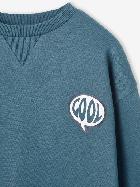 Sweatshirt with Fun Motif on the Back, for Boys chocolate+petrol blue - vertbaudet enfant 
