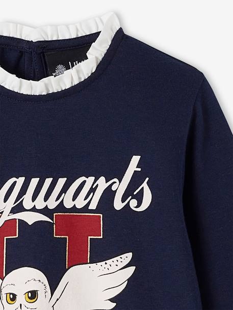 Harry Potter® Long Sleeve Top with Voile Collar for Girls navy blue - vertbaudet enfant 