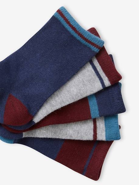 Pack of 5 Pairs of Colourblock Socks for Boys bordeaux red+green - vertbaudet enfant 