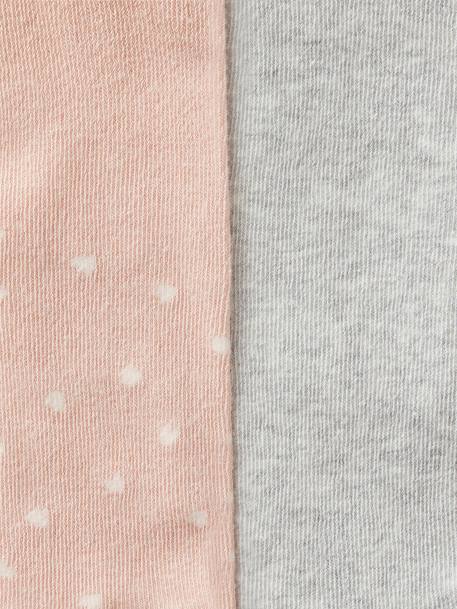 Pack of 2 Pairs of Tights, Hearts/Plain, for Baby Girls marl grey - vertbaudet enfant 