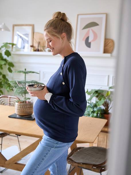 Fleece Sweatshirt, Maternity & Nursing Special navy blue - vertbaudet enfant 