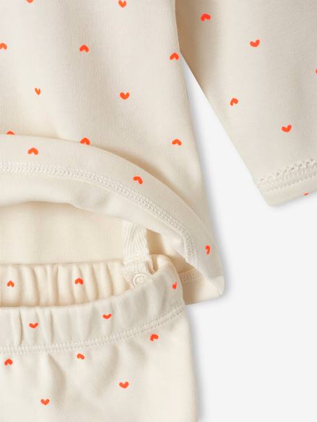 Pack of 2 Heart Sleepsuits in Interlock Fabric for Babies ecru - vertbaudet enfant 