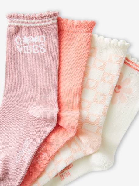 Pack of 4 Pairs of Vintage-Style Socks for Girls rose - vertbaudet enfant 