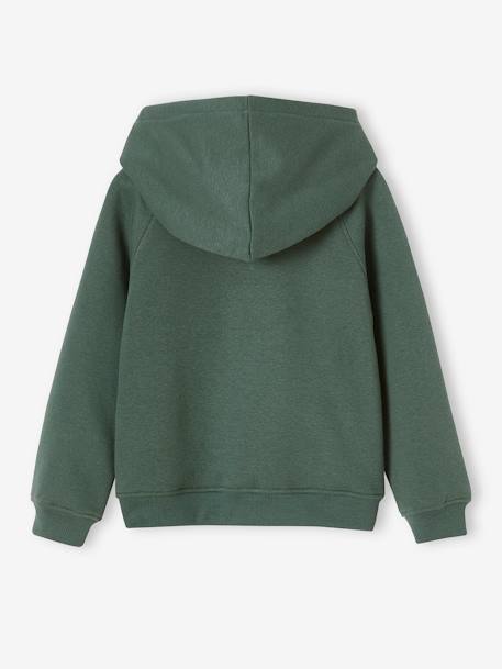 Hooded Jacket with 'Team' Sport Motif for Girls aqua green+green+navy blue - vertbaudet enfant 