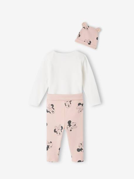 Disney® Minnie Mouse Bodysuit + Trousers + Beanie Ensemble for Baby Girls rosy - vertbaudet enfant 