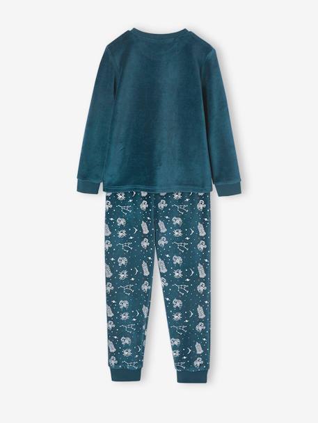 Velour Pyjamas with Glow-In-The-Dark Rocket for Boys peacock blue - vertbaudet enfant 