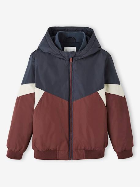 Colourblock Windcheater Jacket for Boys BEIGE DARK SOLID WITH DESIGN+bordeaux red - vertbaudet enfant 