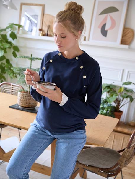 Fleece Sweatshirt, Maternity & Nursing Special navy blue - vertbaudet enfant 