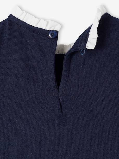 Harry Potter® Long Sleeve Top with Voile Collar for Girls navy blue - vertbaudet enfant 