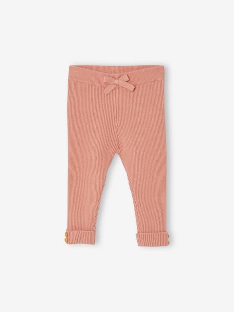 Fine Knit Leggings for Babies Beige+coral+marl grey - vertbaudet enfant 