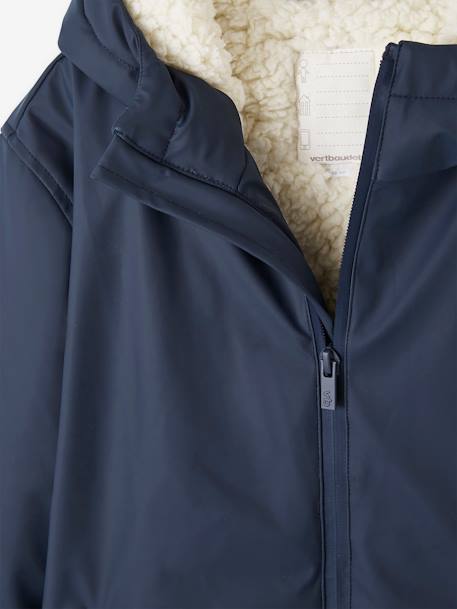 Ciré à capuche garçon doublé sherpa bleu nuit+vert sauge - vertbaudet enfant 