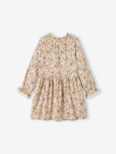 Floral Cotton Gauze Dress for Girls printed beige - vertbaudet enfant 
