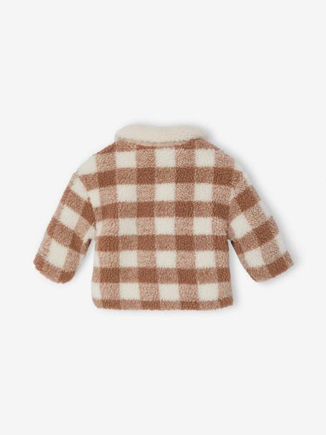 Chequered Coat in Faux Fur for Babies chequered beige - vertbaudet enfant 