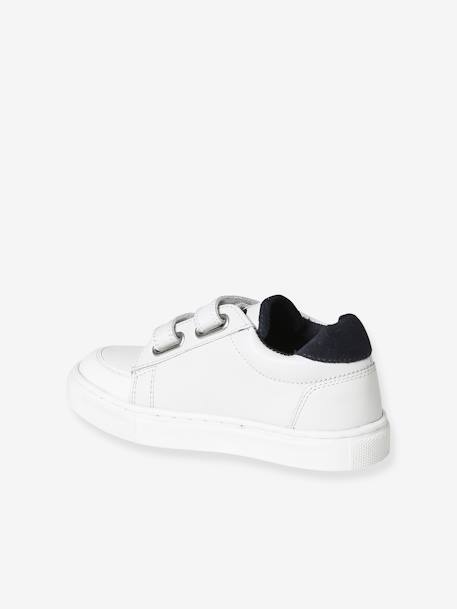 Baskets en cuir enfant blanc+marine - vertbaudet enfant 
