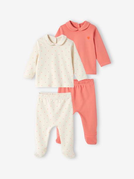 Lot de 2 pyjamas coeur bébé en interlock écru - vertbaudet enfant 