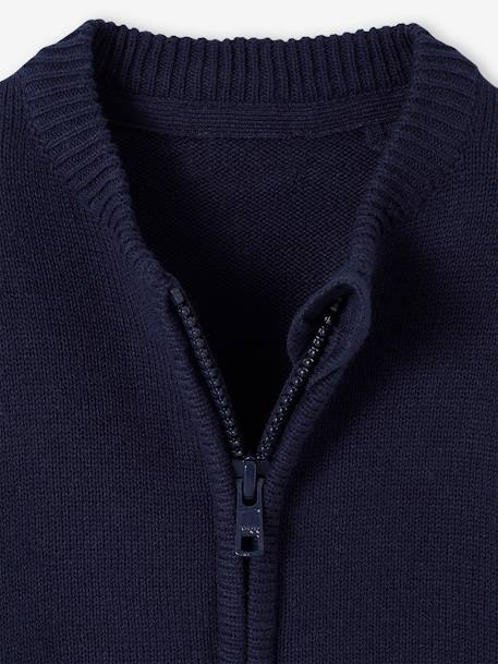 Zipped College-Style Cardigan for Babies navy blue - vertbaudet enfant 