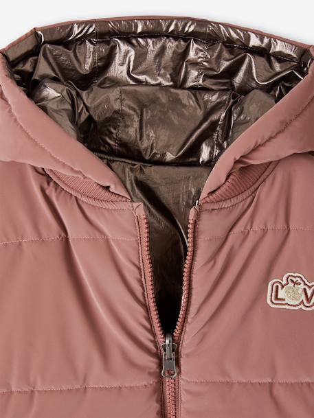 Parka à capuche réversible effet métallisé ou doudoune fille argent - vertbaudet enfant 