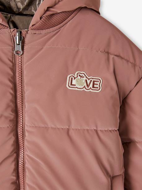 Parka à capuche réversible effet métallisé ou doudoune fille argent - vertbaudet enfant 