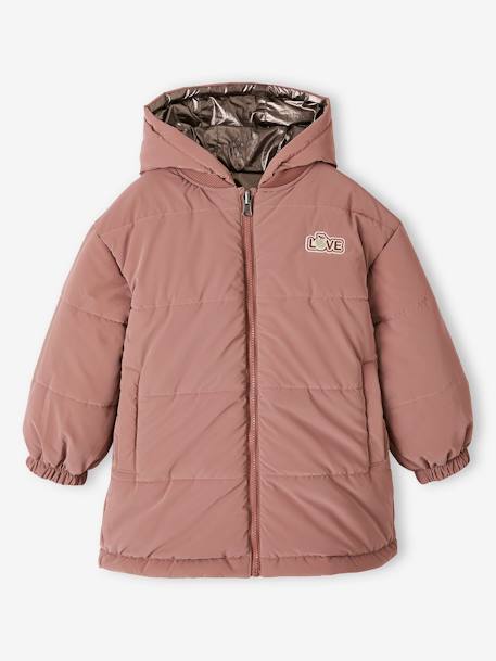 Parka à capuche réversible effet métallisé ou doudoune fille argent - vertbaudet enfant 