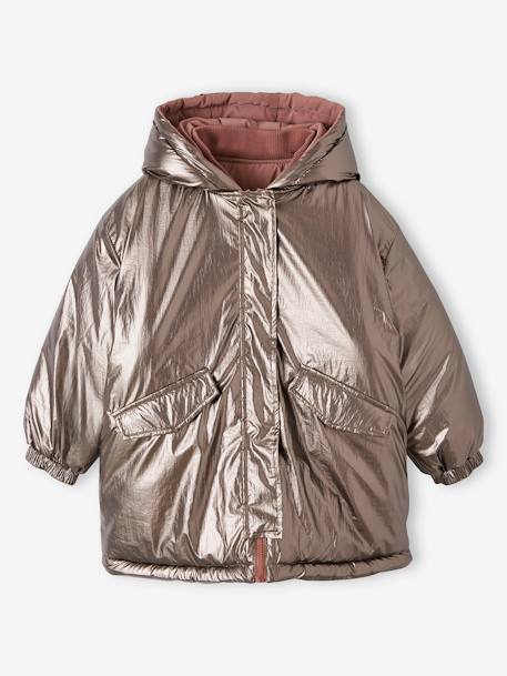Parka à capuche réversible effet métallisé ou doudoune fille argent - vertbaudet enfant 