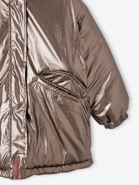 Parka à capuche réversible effet métallisé ou doudoune fille argent - vertbaudet enfant 
