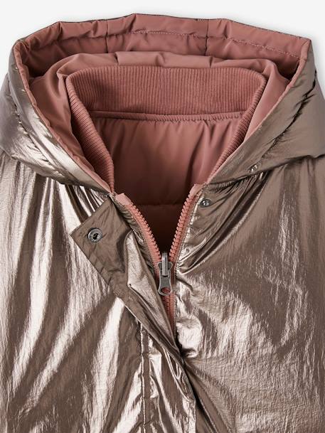 Parka à capuche réversible effet métallisé ou doudoune fille argent - vertbaudet enfant 