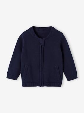 -Zipped College-Style Cardigan for Babies