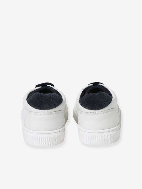 Baskets en cuir enfant blanc+marine - vertbaudet enfant 