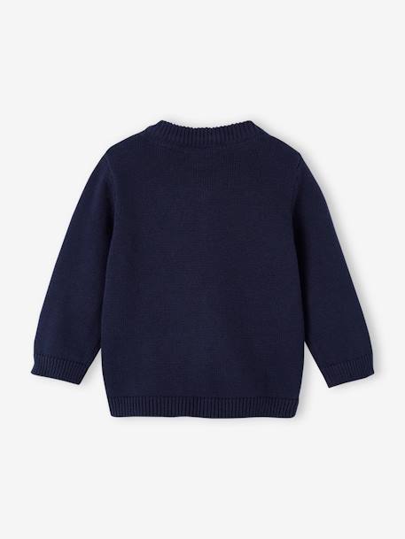 Zipped College-Style Cardigan for Babies navy blue - vertbaudet enfant 
