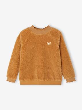 Sherpa Sweatshirt with Fancy Trims for Girls  - vertbaudet enfant