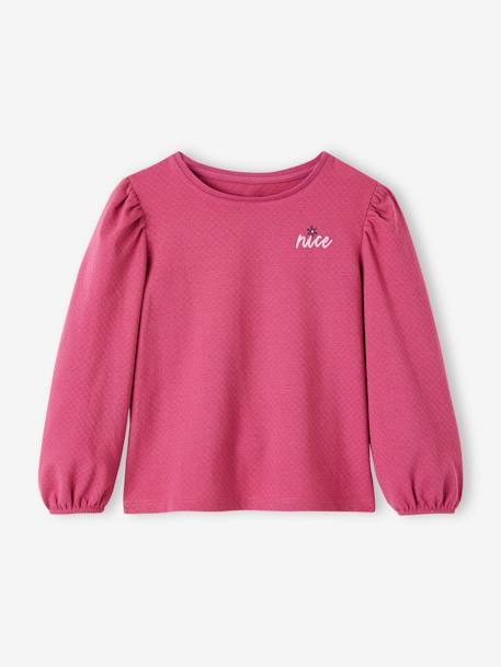Fancy Textured Top with Long Puffy Sleeves for Girls purple clover - vertbaudet enfant 
