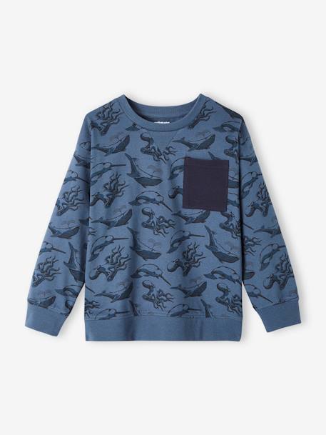 Printed Sweatshirt-Style Top for Boys ink blue+ochre - vertbaudet enfant 