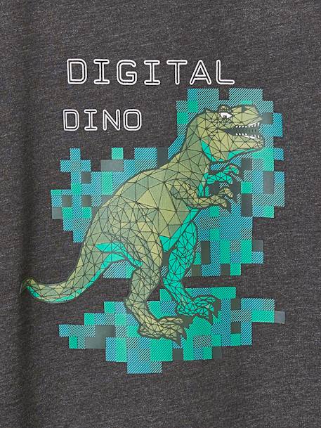 Digital Dino Top with Pixel Effect in Relief for Boys marl grey - vertbaudet enfant 