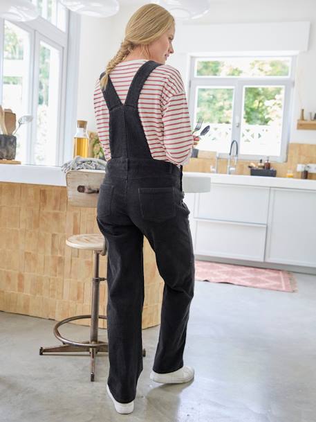 Salopette en velours coupe mom grossesse et allaitement anthracite - vertbaudet enfant 