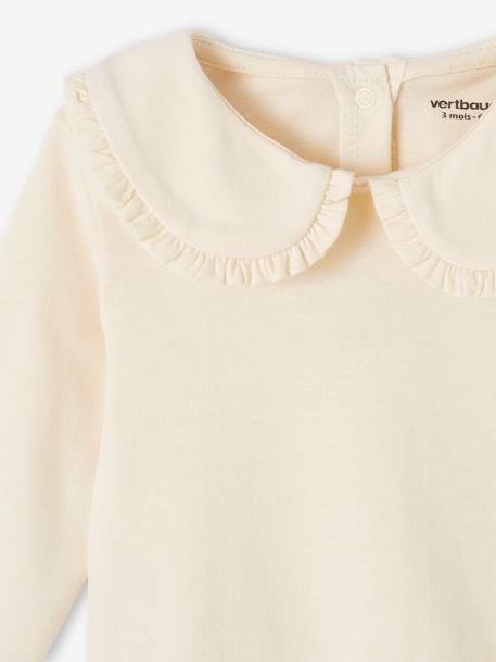 T-shirt bébé manches longues col claudine beige clair+vert d'eau - vertbaudet enfant 