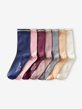 Girls-Underwear-Socks-Pack of 7 Pairs of Socks in Lurex for Girls