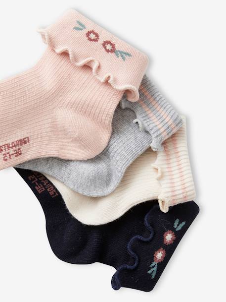 Pack of 4 Pairs of Fancy Socks for Girls ecru - vertbaudet enfant 