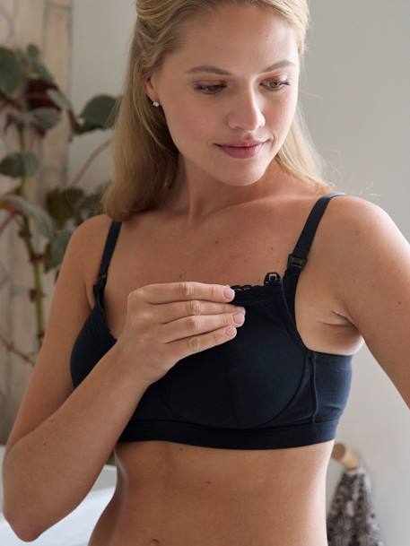 Pack of 2 Padded Bras in Organic Cotton & Lace, Maternity & Nursing Special  - black, Maternity
