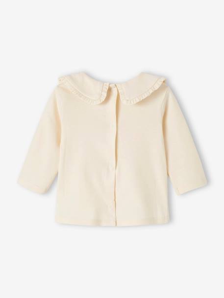 T-shirt bébé manches longues col claudine beige clair+vert d'eau - vertbaudet enfant 