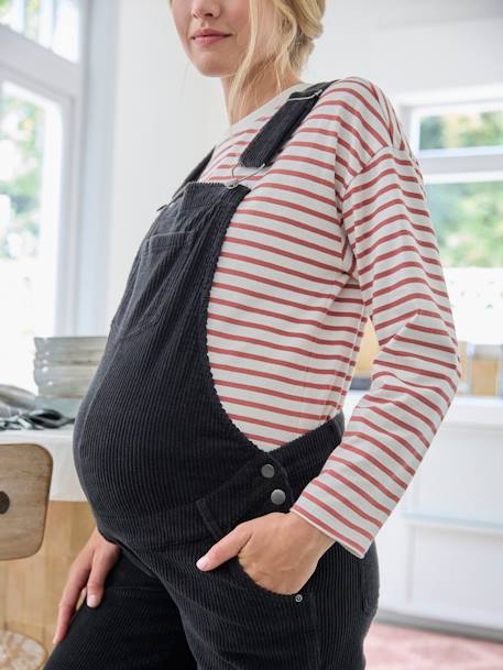 Salopette en velours coupe mom grossesse et allaitement anthracite - vertbaudet enfant 