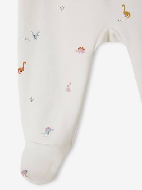Pack of 2 Dinosaur Sleepsuits in Interlock Fabric for Babies terracotta - vertbaudet enfant 