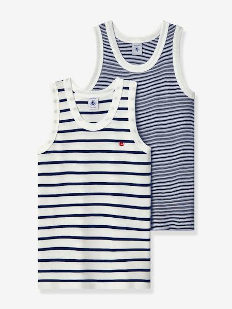 Lot de 2 débardeurs en coton bio lot bleu - vertbaudet enfant 