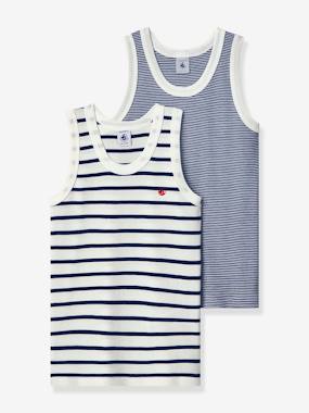 Girls-Tops-Pack of 2 Organic Cotton Tank Tops by Petit Bateau