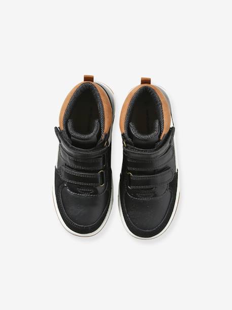 Baskets enfant garçon synthétique montantes à scratchs noir - vertbaudet enfant 