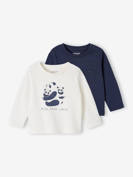 Lot de 2 tee-shirts bébé manches longues écru - vertbaudet enfant 