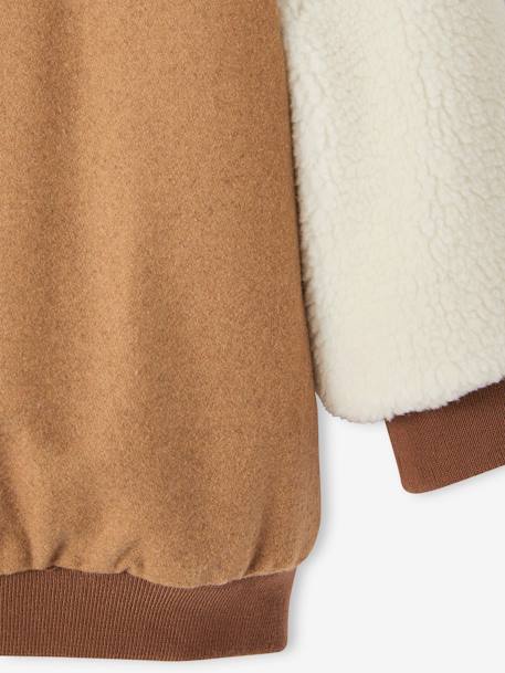 College-Style Dual Fabric Jacket, Bouclé Knit Letter, for Girls camel - vertbaudet enfant 